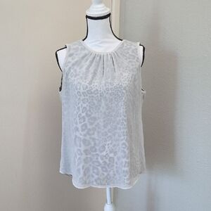 White House Black Market Leopard Print Blouse - White